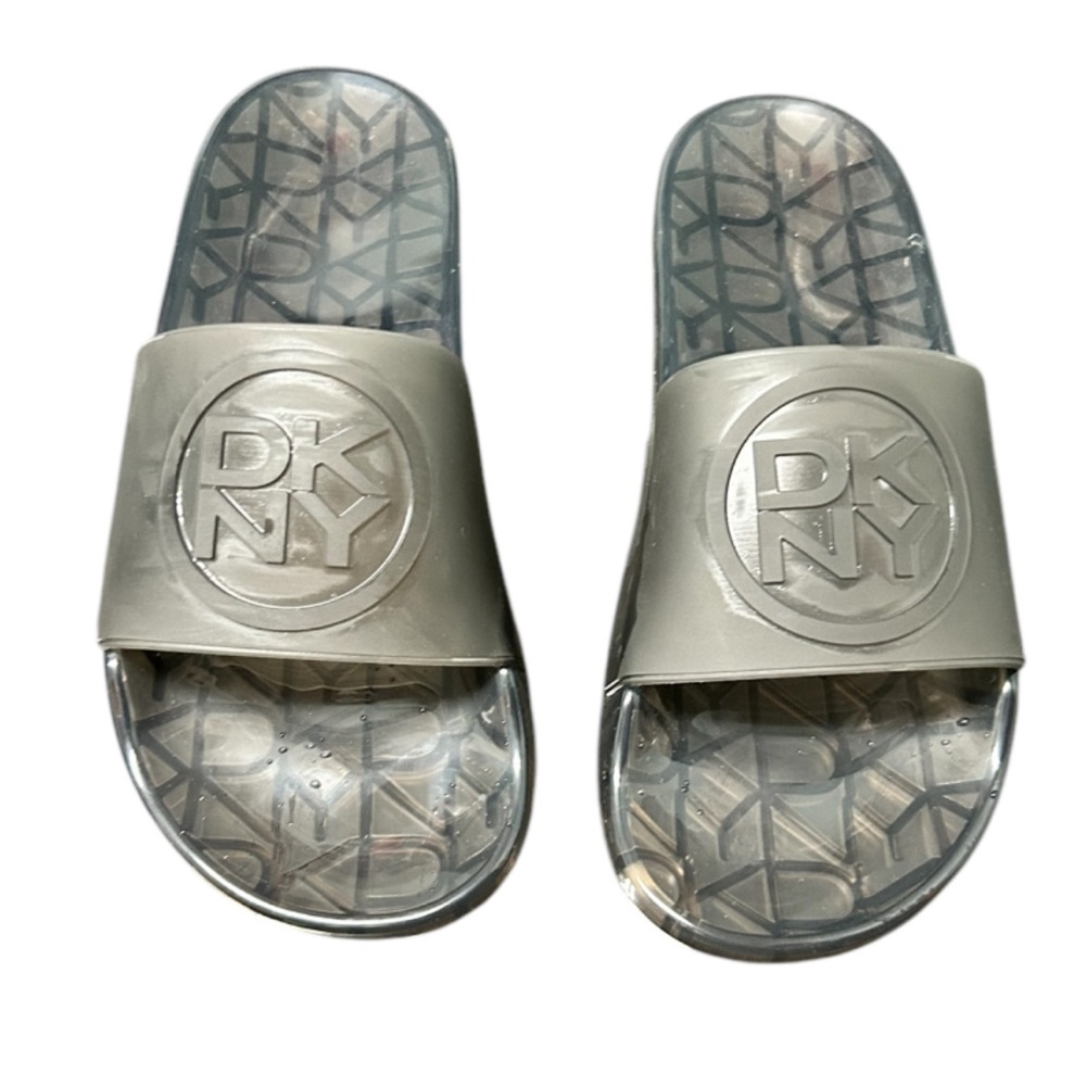 DKNY Tami Logo Detail Jelly Black Slides NEW with box Size 9